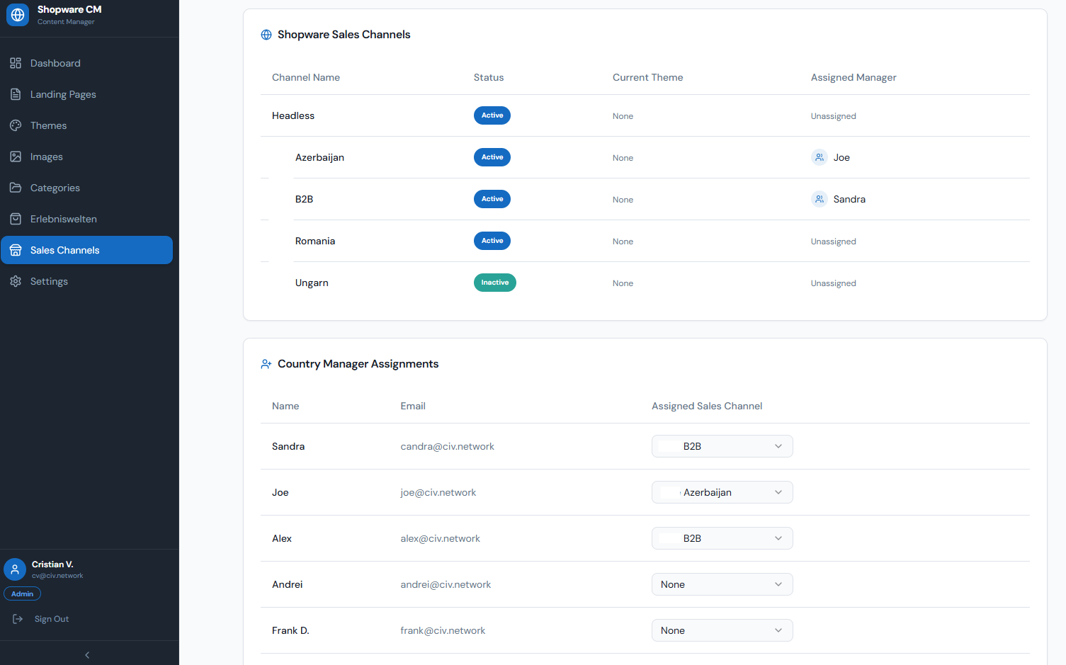 Sales Channels — Multi-Country Management