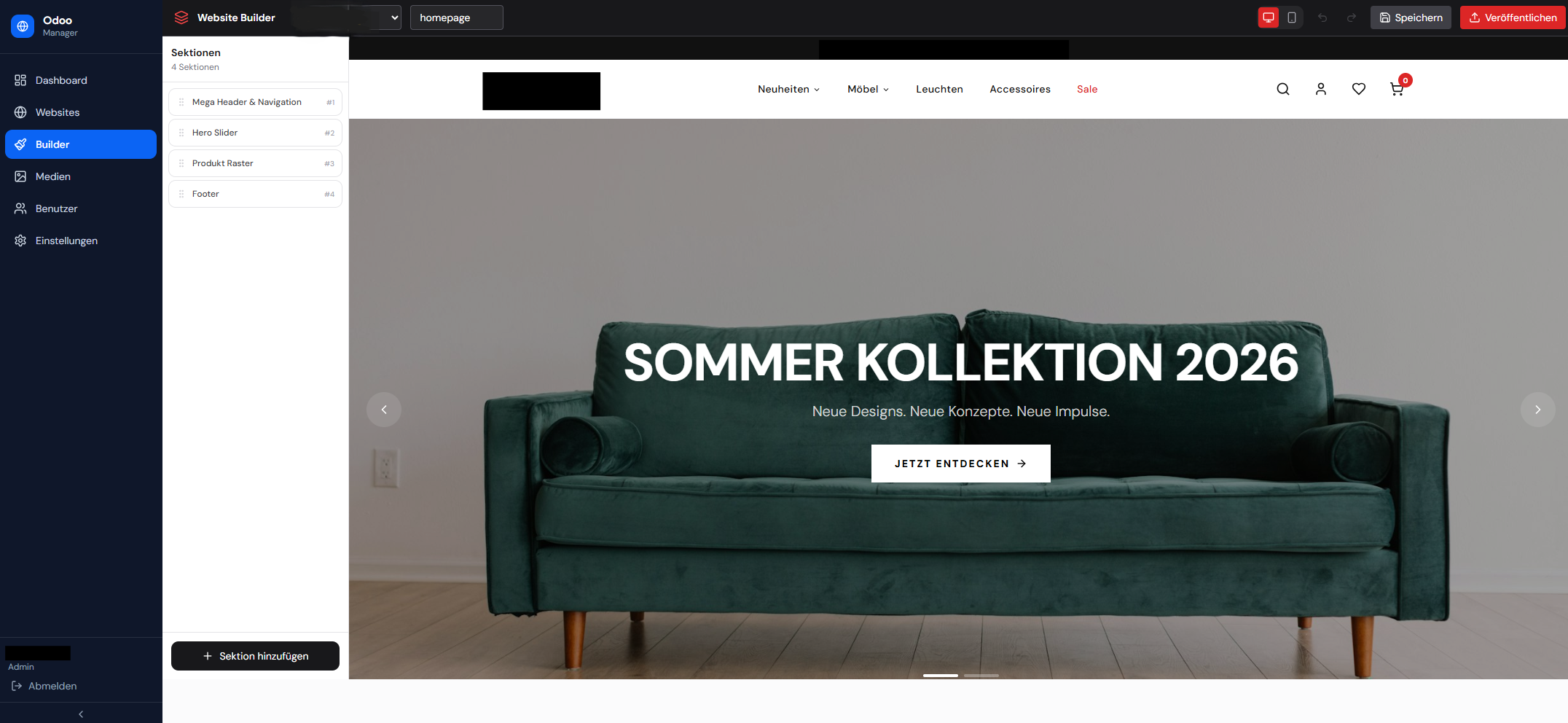 Builder — Visual Website Builder with Sections