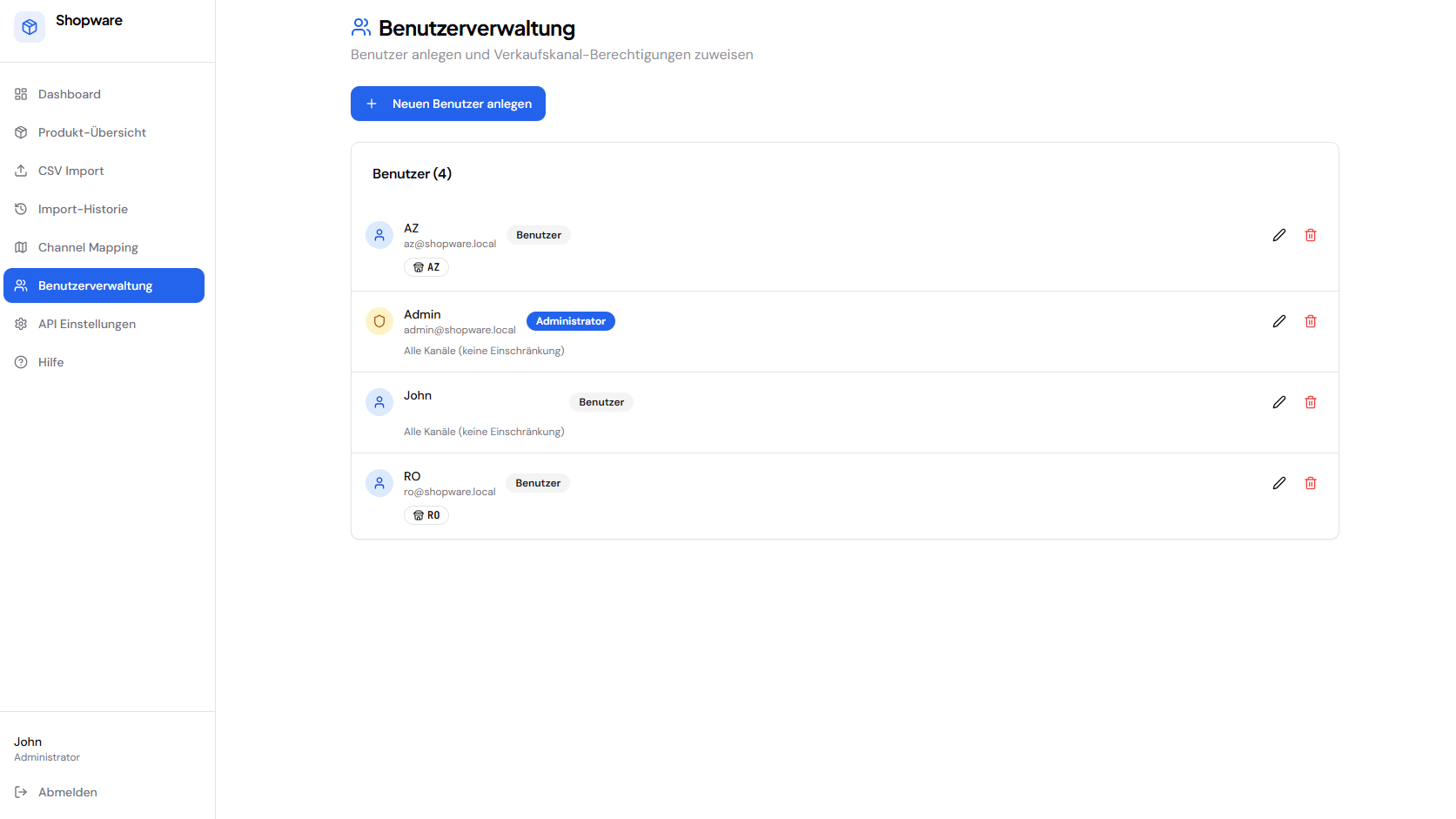Benutzerverwaltung — Role-Based Access Control